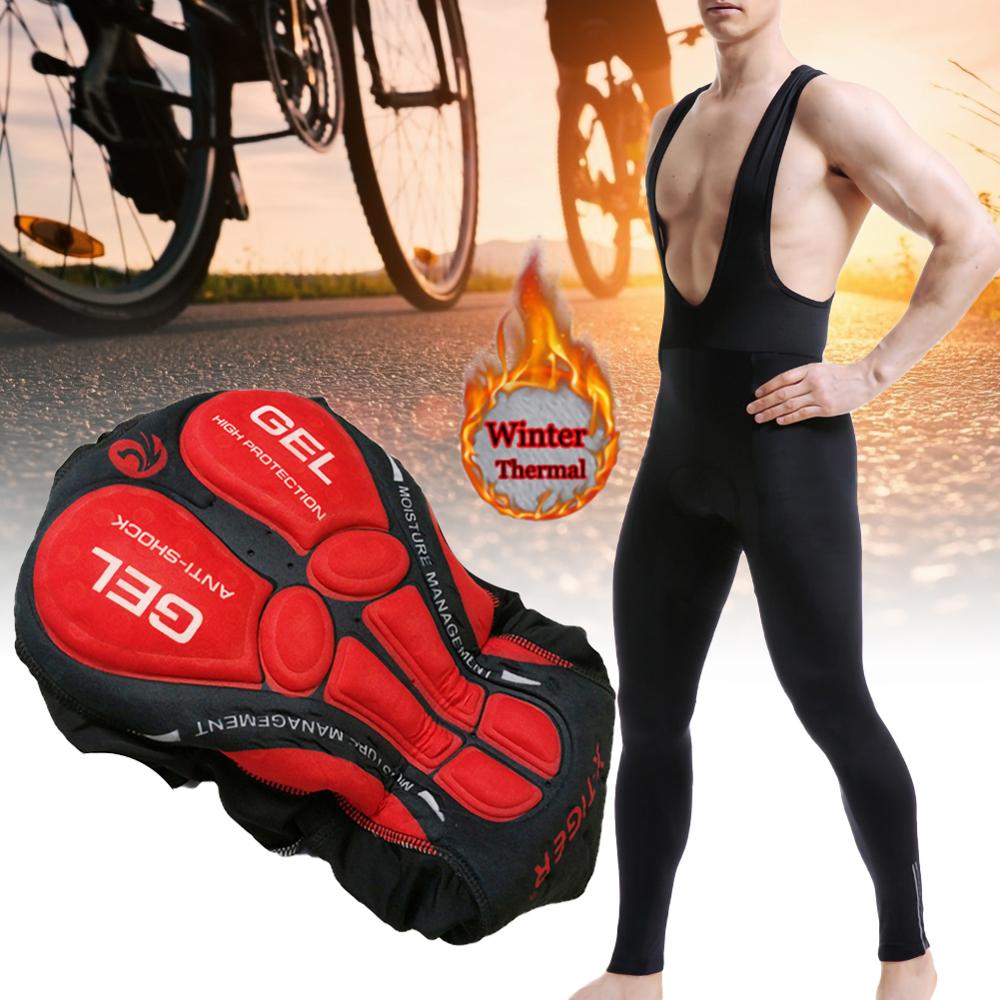 5D Gel Pad Cycling Bib Trousers Winter Thermal Mountain Bike Pants Bicycle Long Tights Cycling Bib Pants Excellent Performance &