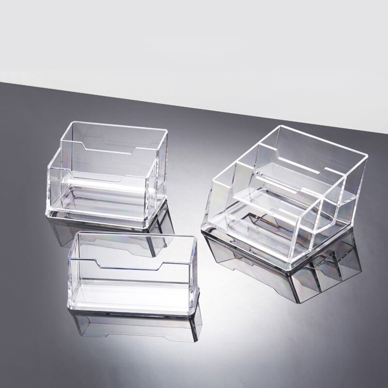 Clear Desk Shelf Box Storage Display Stand Acrylic Plastic Desktop Business Card Holder 1/2/3 Slots