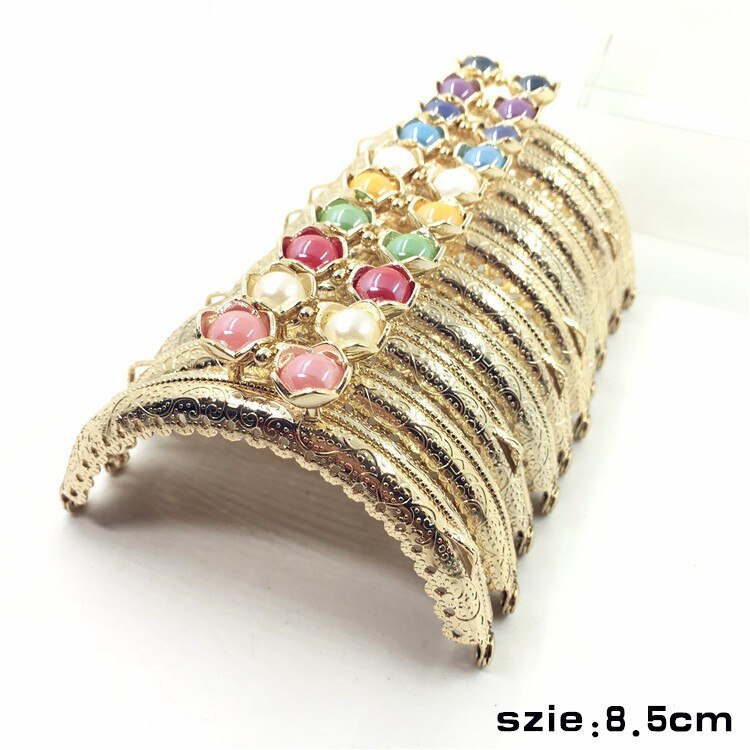 KISSDIY 20pcs/10pcs 8.5CM Lotus head Bag Kiss Clasp Bronze Semicircle Metal Coining Pattern Purse Frame DIY Bag Sewing Acces: Light Golden / 10pcs