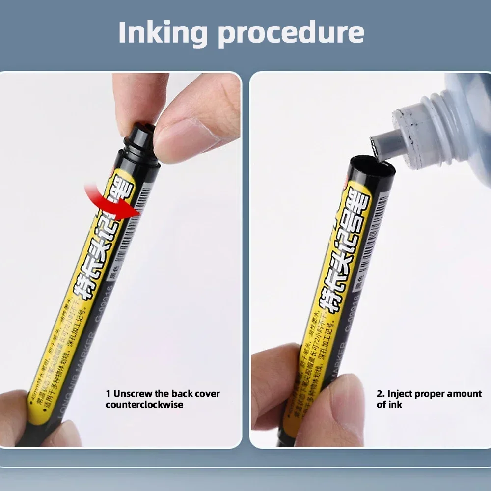 45mm dyphull-tusjpenner med lang spiss, snekkerpenn, svart/blått/rødt blekk, vanntett for måling av trebearbeidingsverktøy