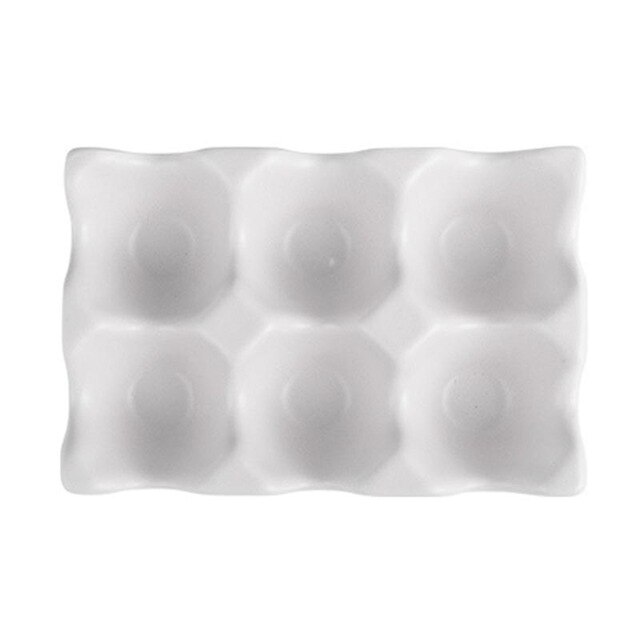Porte-œufs en céramique 6 grilles, boîte à œufs antidérapante plateau à œufs antichoc pour réfrigérateur porte-boîte de rangement Organization du stockage à domicile: WHITE