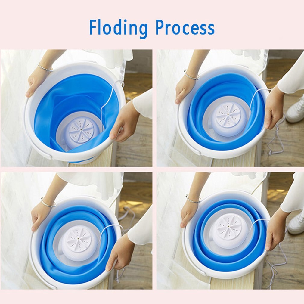 Student Dormitory Usb Plug-In Portable Ultrasonic Automatic Folding Bucket Hanging Mini Washing Machine