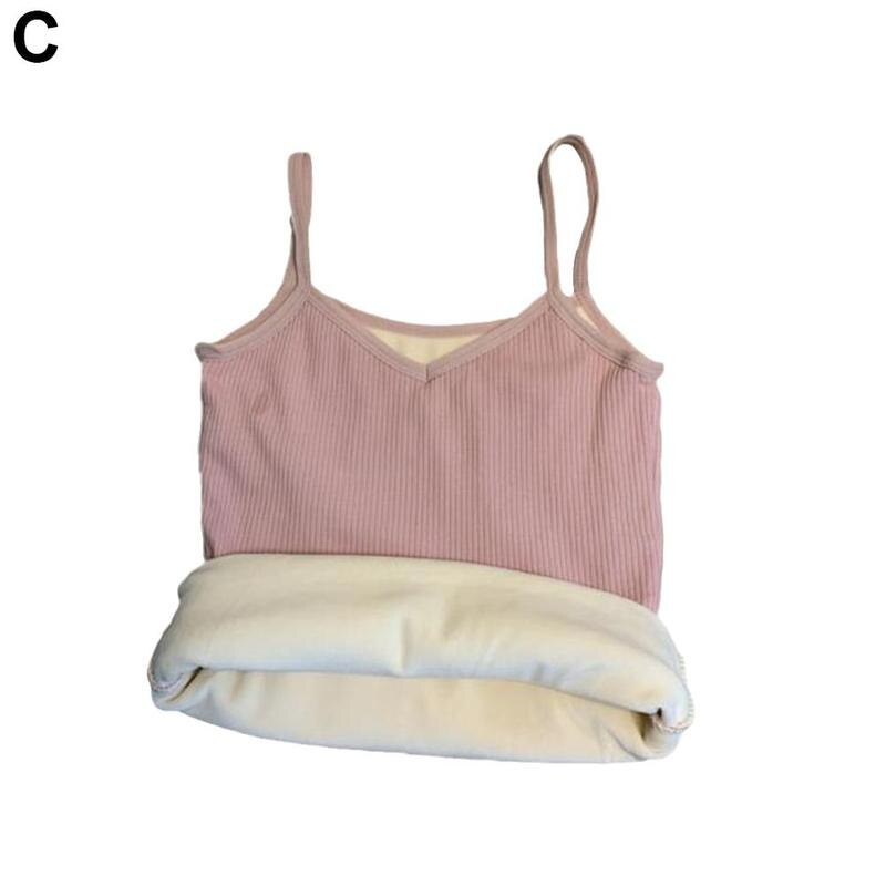 Chaleco de terciopelo sin mangas para mujer, ropa interior gruesa, cálida, combina con todo, camiseta cálida, E9n1: Pink / L