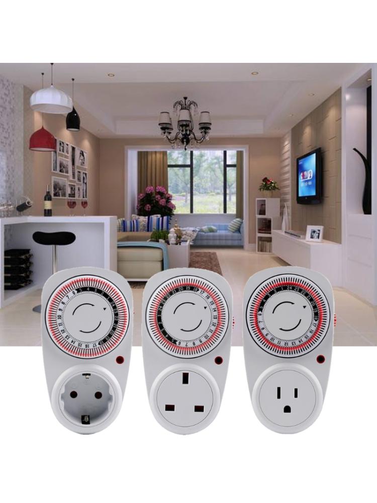 24 Hour Cyclic Timer Switch Mechanical Grounded Programmable Timer Switch Smart Countdown Switch Socket Indoor Auto Powe C7AC