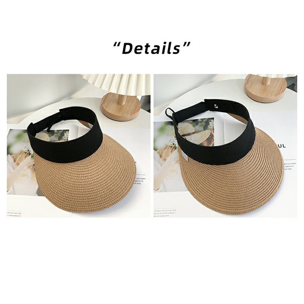 Chapeau de soleil à large bord pour femmes, à vide, pliable, Portable, décontracté, à la , en paille, visières, été