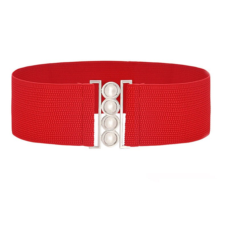 Curele elastice late elastice de lux pentru femei rochie cu cataramă metalică argintie curea din țesătură corset feminin accesorii de îmbrăcăminte: Roşu