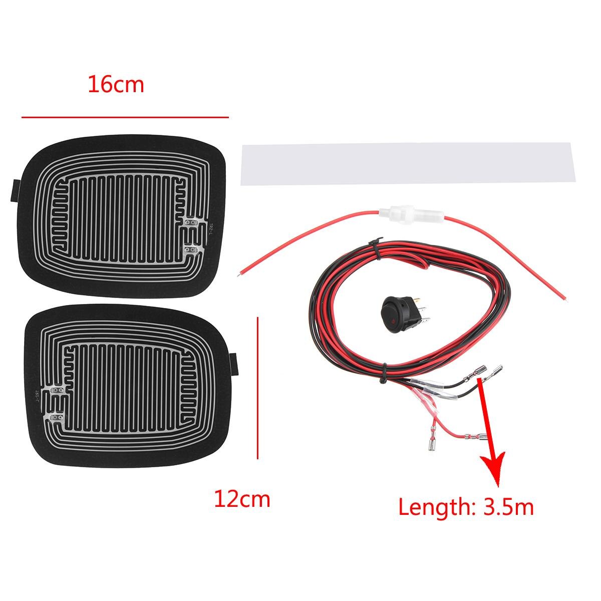 Universal  dc 12v bil spejl opvarmet pad auto sidespejl varmemåtte vinterskum fjern isregn frost m/ kontakt
