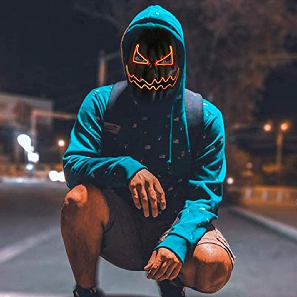 Scary Halloween LED Pumpkin Mask Light UP Mask for Halloween Festival Party Mask for Men Women and Kids