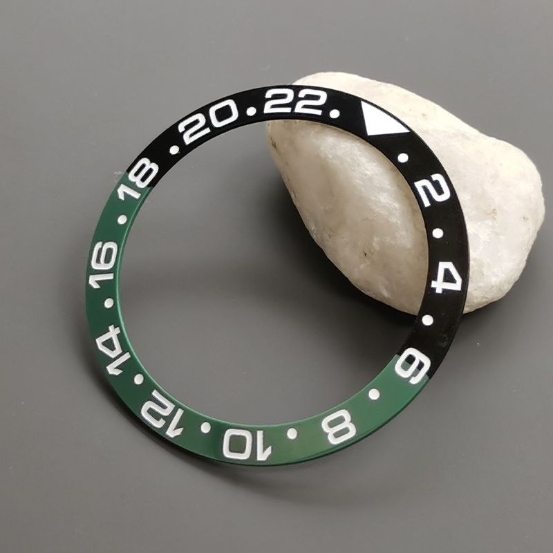 Insert de lunette en céramique incurvée de 38mm, adapté au SKX007 SKX009 GMT SUB, boîtier de montre NH35 NH36, anneau d'insertion de lunette de mouvement, pièces de montre pour hommes: Foncé Kaki