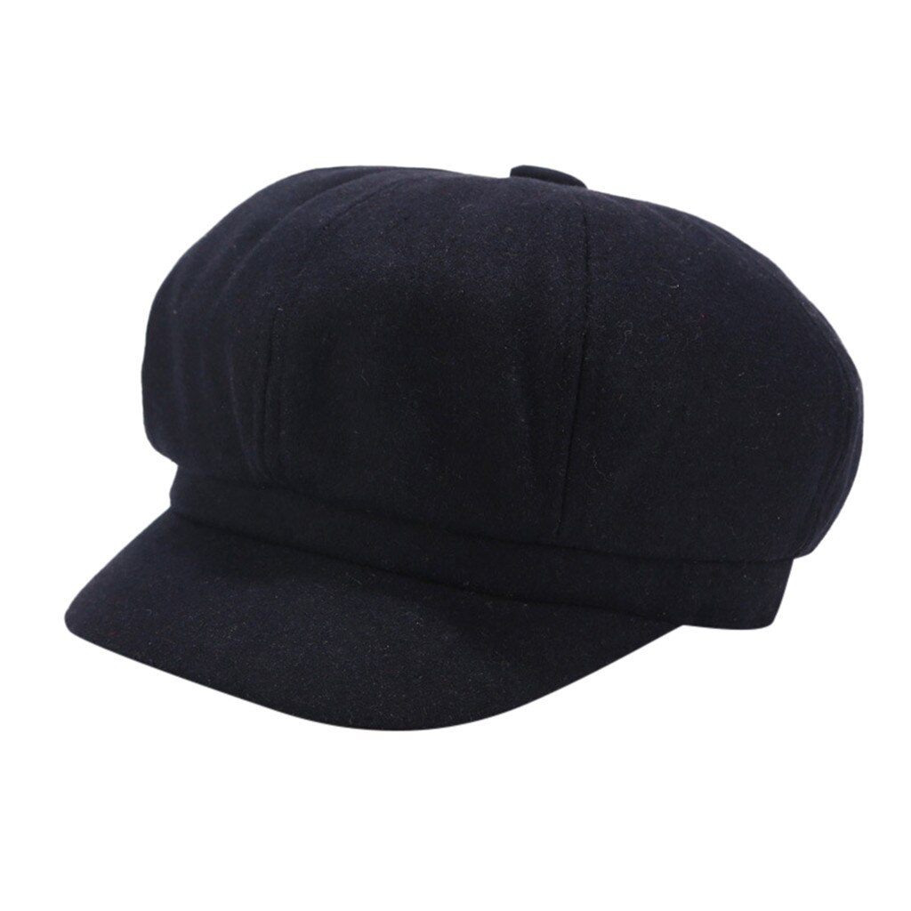 Boina para Mujer Otoño Invierno gorra octogonal estilo artista pintor quiosco gorras negro gris boina sombreros planos Sombrero Mujer # L20
