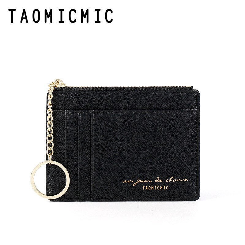 Women Wallets Zipper PU Leather Coin Purse Mini Key Chain Small Wallet Multi-card Bit Card Holder Card Holder: Black