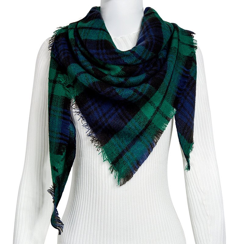 Evrfelan femmes écharpe de hiver foulards femme cou porter Plaid bufanda Triangle forme écharpe: C7