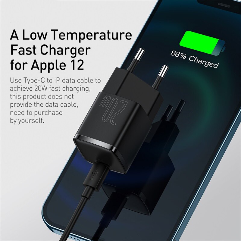 Baseus Usb Type C Lader 20W Draagbare Usb C Lader Ondersteuning Type C Pd Snel Opladen Voor Iphone 12 pro Max 11 Mini 8 Plus