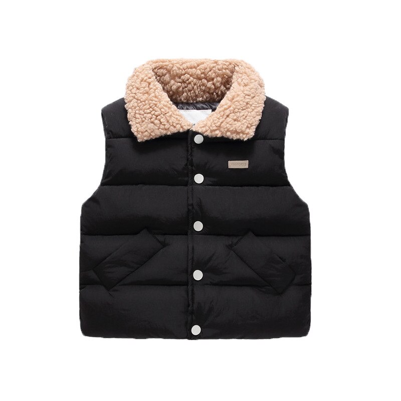 Children's Vest for Girls Turndown Collar Solid Sleeveless Jacket Boys Vests Winter Waistcoat Kids Gilet Fille Coats Lamb Wool: 3 / 4T