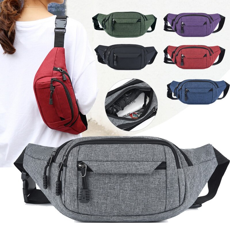Marsupio da uomo borsa portafoglio da uomo borsa da cintura Casual grande per telefono borsa da donna borsa da viaggio in tela borsa da moto Fanny Banana Hip