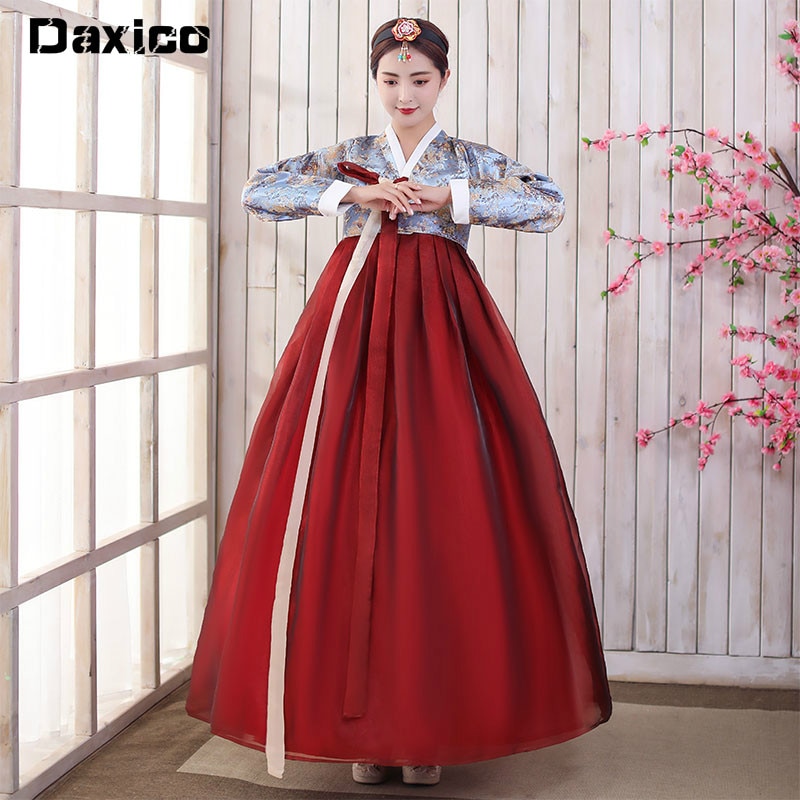 Women Korean Traditional Hanbok Female Anicent Retro Court Wedding Dresses Lady Asian Palace Stage Cosplay Clothing