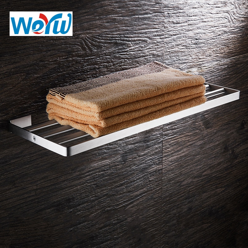 Weyuu badeværelse tilbehør håndklædeholder 304 rustfrit stål vægmonteret håndklædeholder badeværelse hylde børstet nikkel