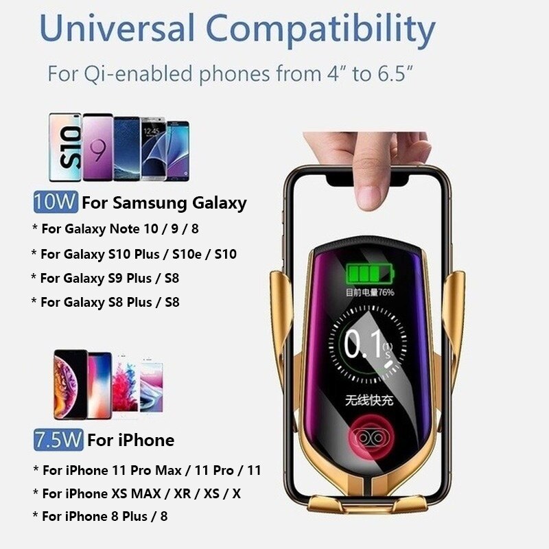 Auto Drahtlose Ladegerät Für iPhone 11 Profi XS MAX XR X 8 Induktion Wirless Ladegerät Telefon Halfter Halterung 10W schnelle Carregador Sem Fio