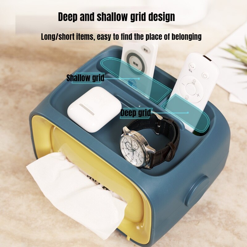 Office Desktop Multi-function Paper Towel Box Simple Plastic Storage Paper Drawing Box Paper Towel Distributor