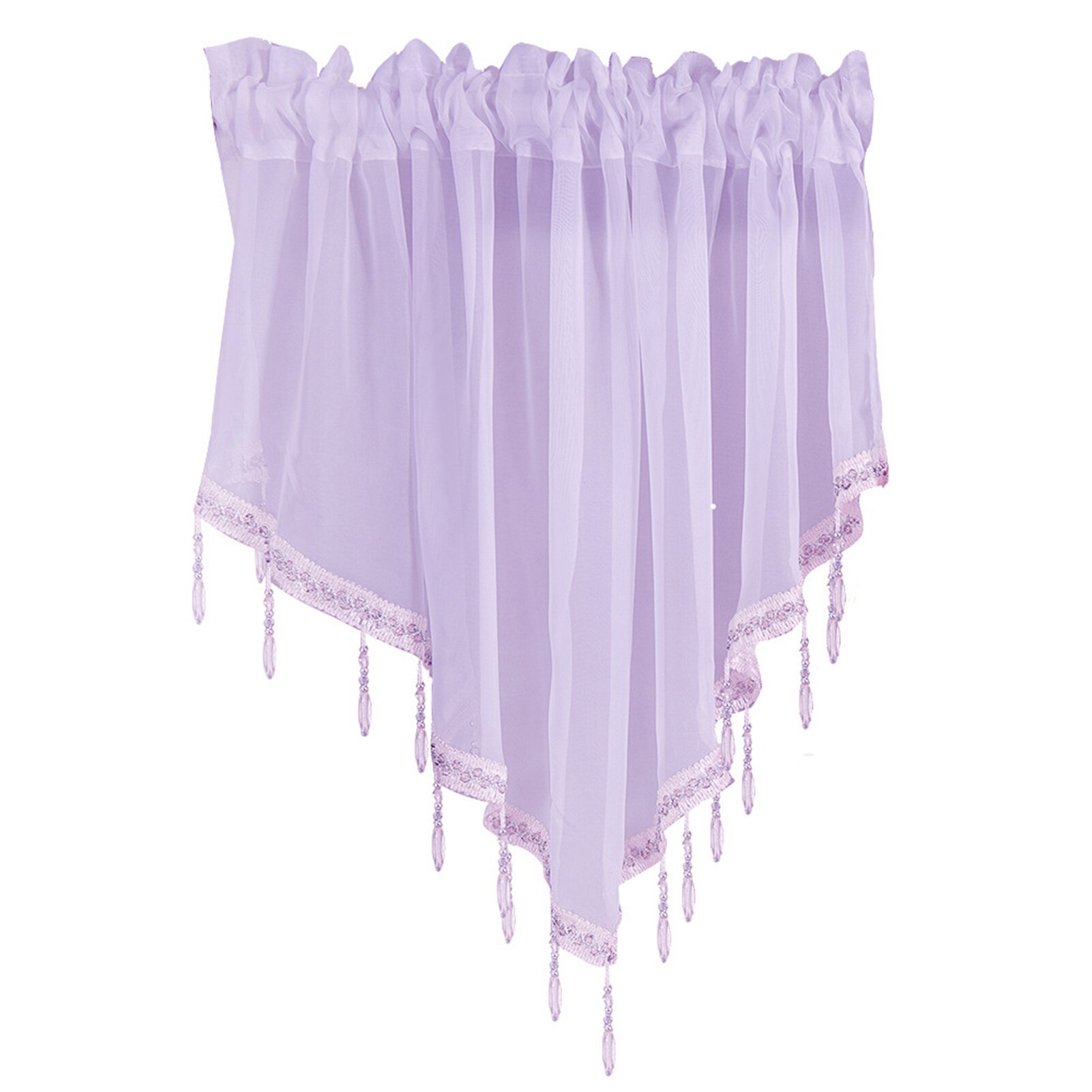 130 x 60cm woondecoratie keuken driehoek korte gordijn accessoires gordijnen moderne ademende raam effen kralen volant polyester: Lichtpaars
