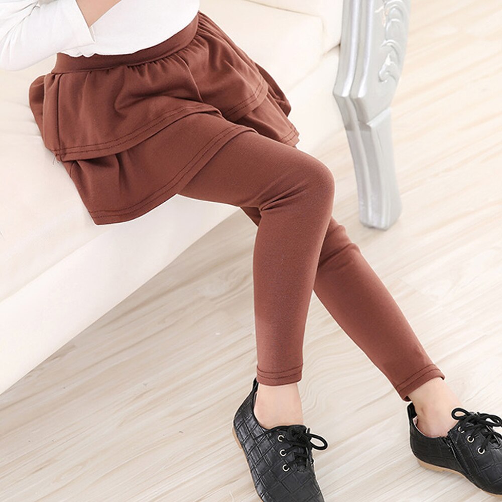 Mallas con volantes para niñas, ropa plisado liso, 2 piezas: coffee
