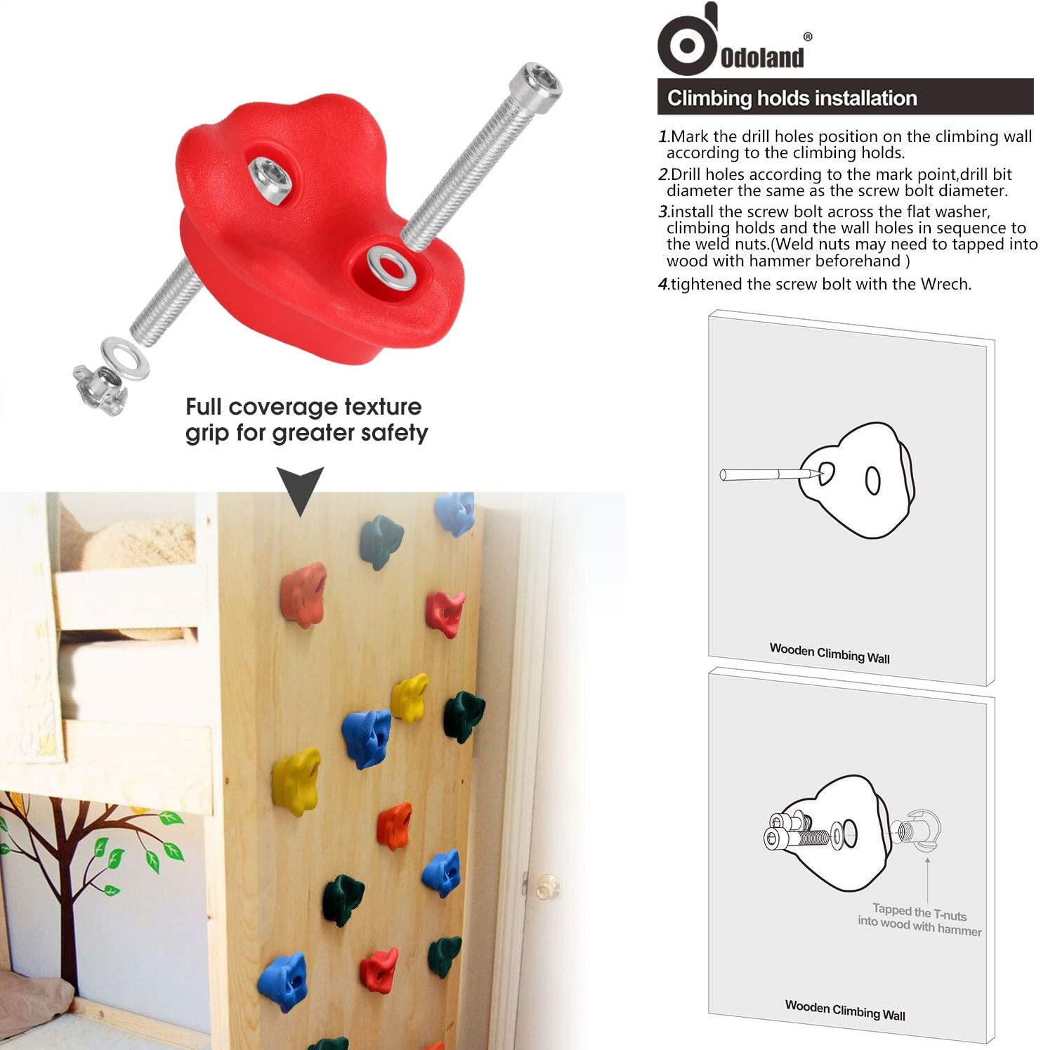 16 Diy Rock Stenen Muur Rotsklimmen Houdt Set Voor Kinderen En Kind Met Klimtouw Ladder En 32 montage Bouten