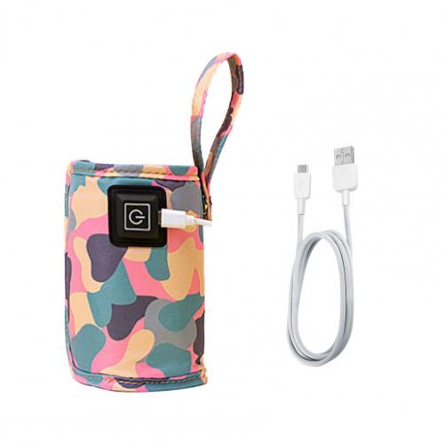 Baby Bottle Warmer USB Milk Water Bottle Warmer Travel Cart Insulated Bag For Kids Outdoor Winter Supplies: Camo Pink