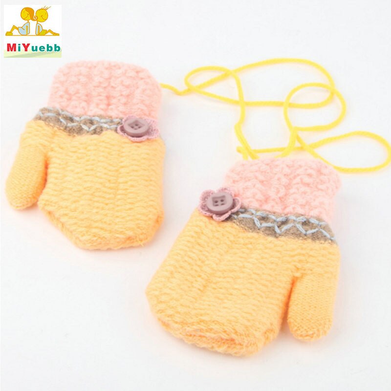 Kind stijl Jongen Meisje Gebreide Handschoenen Winter Kinderen kids 1-6 jaar oude Warme Wanten Katoen Wol Effen mooie knop Handschoenen ST4