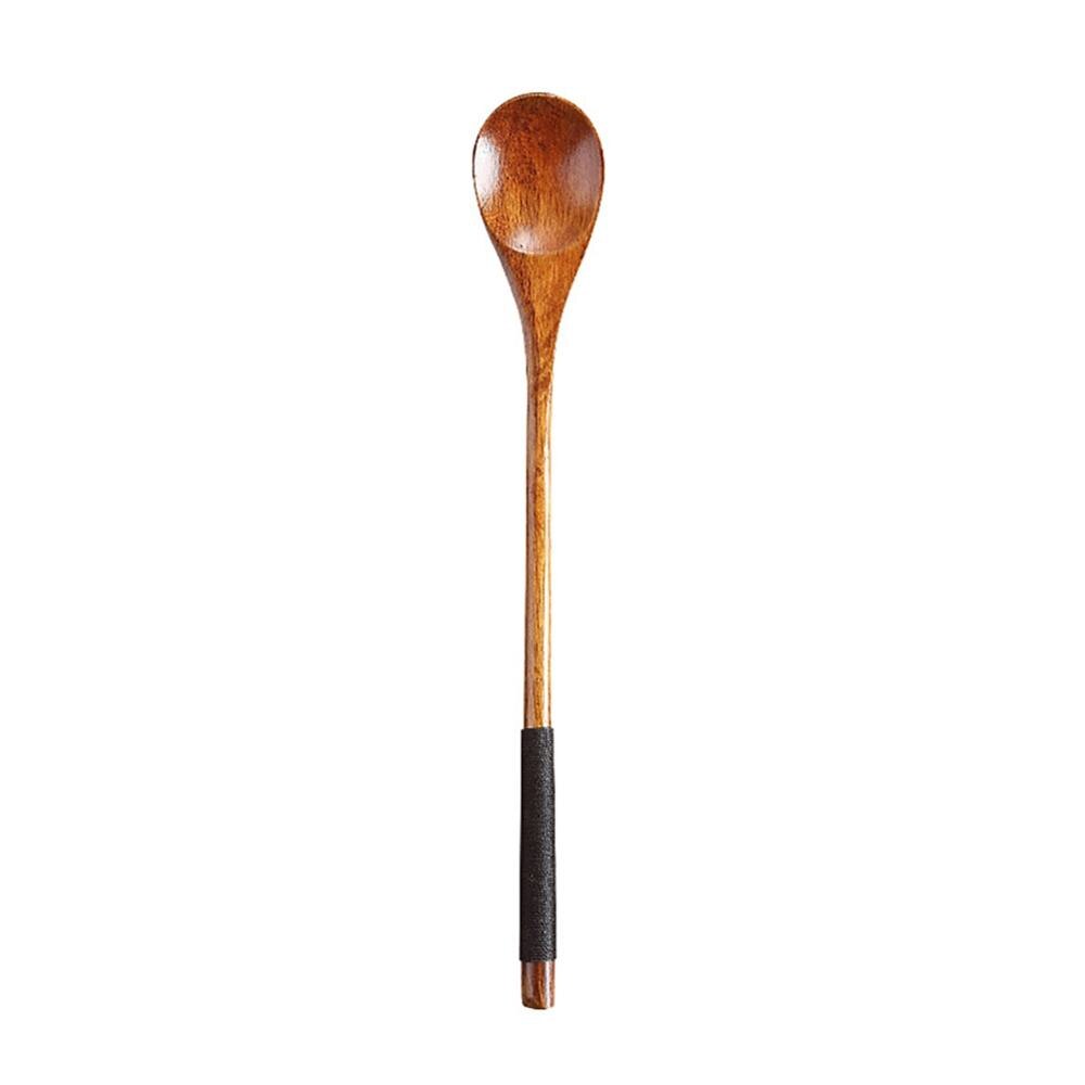 Wooden Spoons Large Long Handled Spoon Kids Spoon Wood Rice Soup Dessert Spoon Coffee Tea Mixing Tablewar: A1