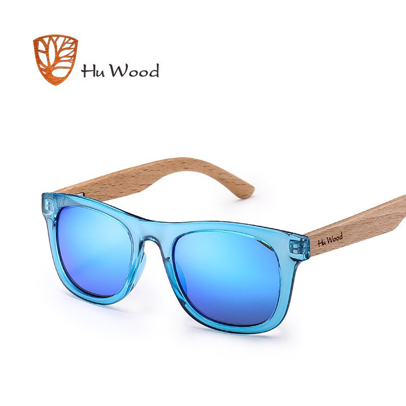Hu Wood-gafas de sol polarizadas para niños y niñas, con marcos reciclados y brazos de madera de haya, de 4 a 8 años: blue