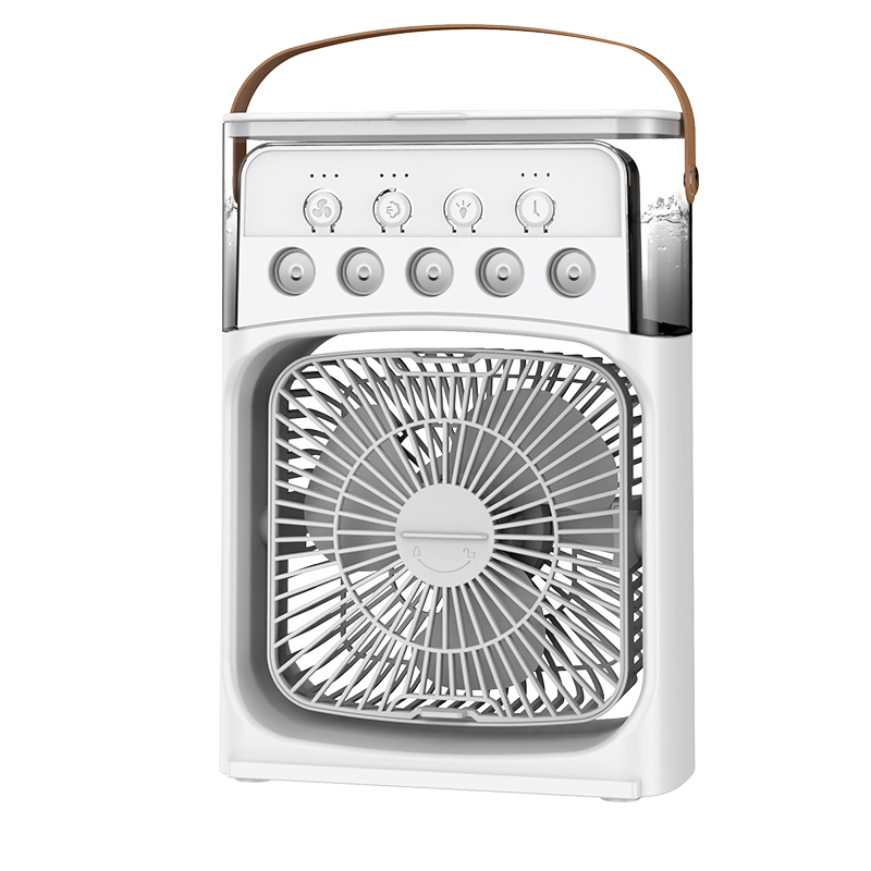 Mini humidificador portátil 3 en 1 con ventilador enfriador de aire de CA con luz LED para el hogar, oficina, dormitorio, Camping, refrigeración: Blanco