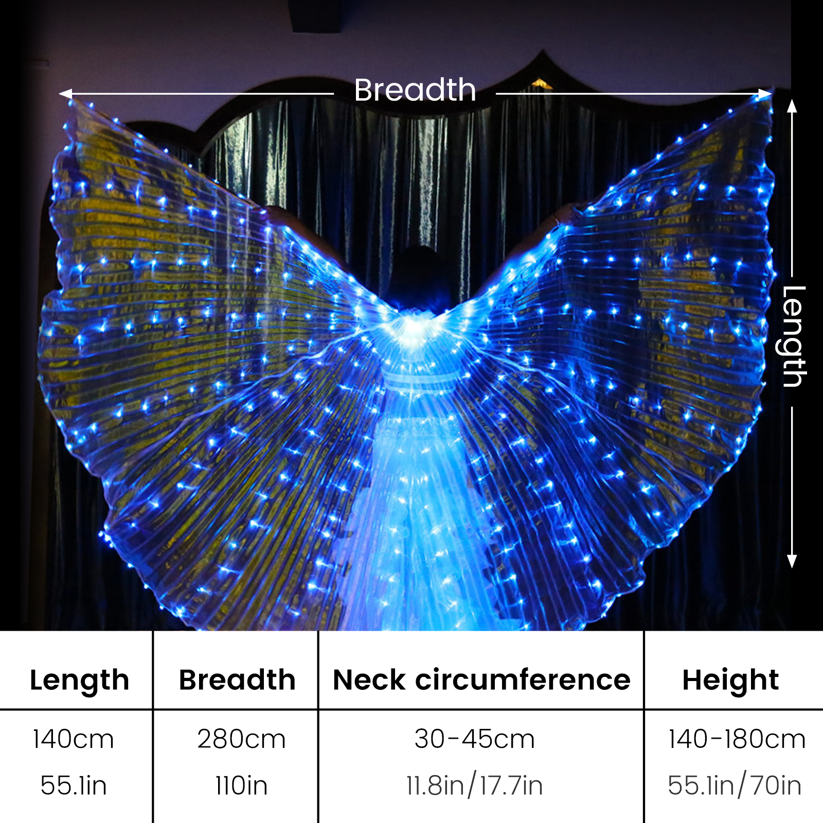 LED ist FlüGel - Leuchtendes Kostüm - Bauchredner SchmetterlingsflüGel mit Stöcken: Olive