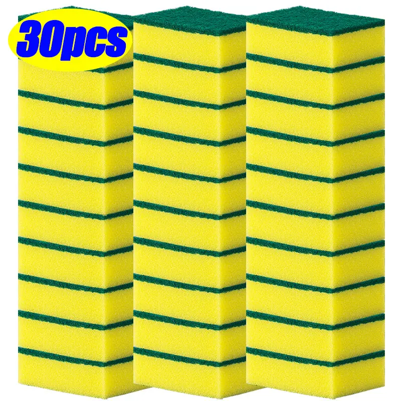 5/50PCS Magie Reinigung Schwämme Wiederverwendbare Pan Topf Geschirr Scheuer Pads Haushalt Küche Schwamm Tücher Pinsel Sauber Werkzeuge: Gold