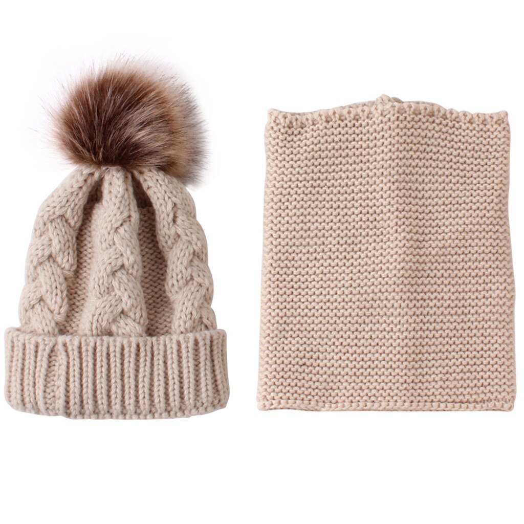 Nette Baby Hütte Schal einstellen Winter freundlicher Gestrickte Kappe Schal Warme Halstuch Winter Hütte Junge Mädchen Häkeln Hüte Kappen schals