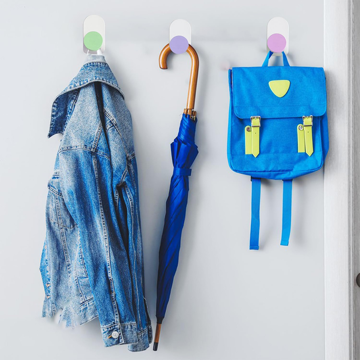 1 stks kleurrijke muurhaken zelfklevende haken geen boren houten kapstokken voor kinderen keuken badkamer woonkamer