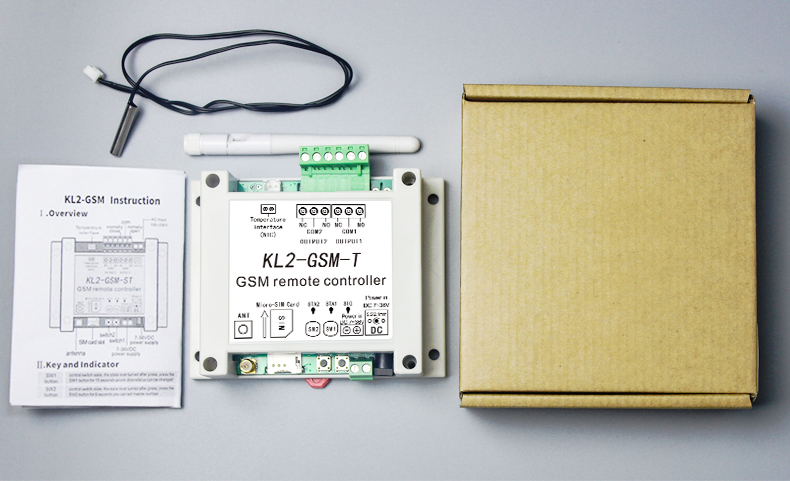 Dual Relais Schalter Modul GSM Alarm mit SMS Regler KL2-GSM-T mit temperatur Sensor für Licht/Fischteich kultur/lagerhaltung