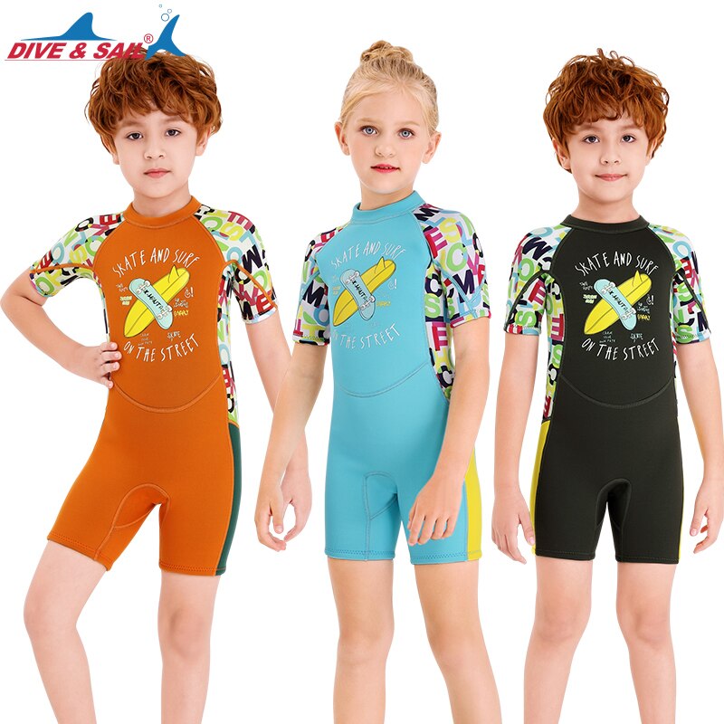 Spring 2.5mm neopren shorty våddragt børn til svømning drenge piger solcreme surfing scuba diving våddragt snorkling upf 50+