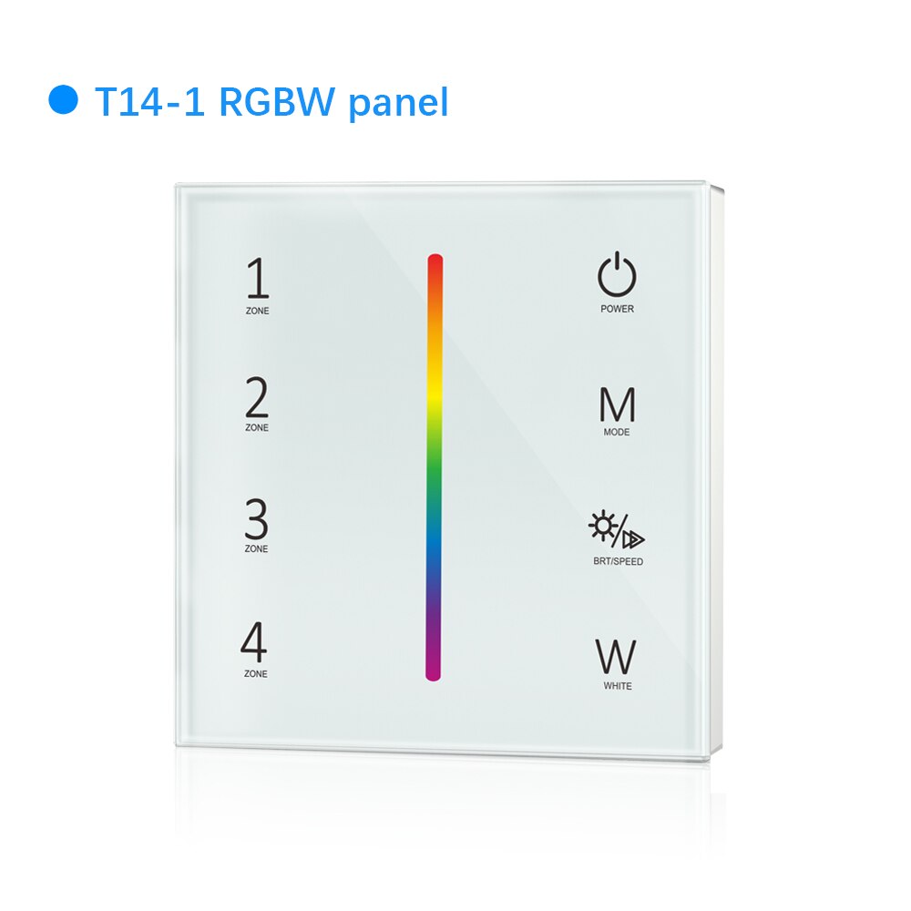 Wall Mounted Touch Panel 2.4G Wireless DMX512 Master RF Dimmer Controller 4 zone Control Dim/CCT/RGB/RGBW/RGBCCT LED Strip Light: T14-1 (White)