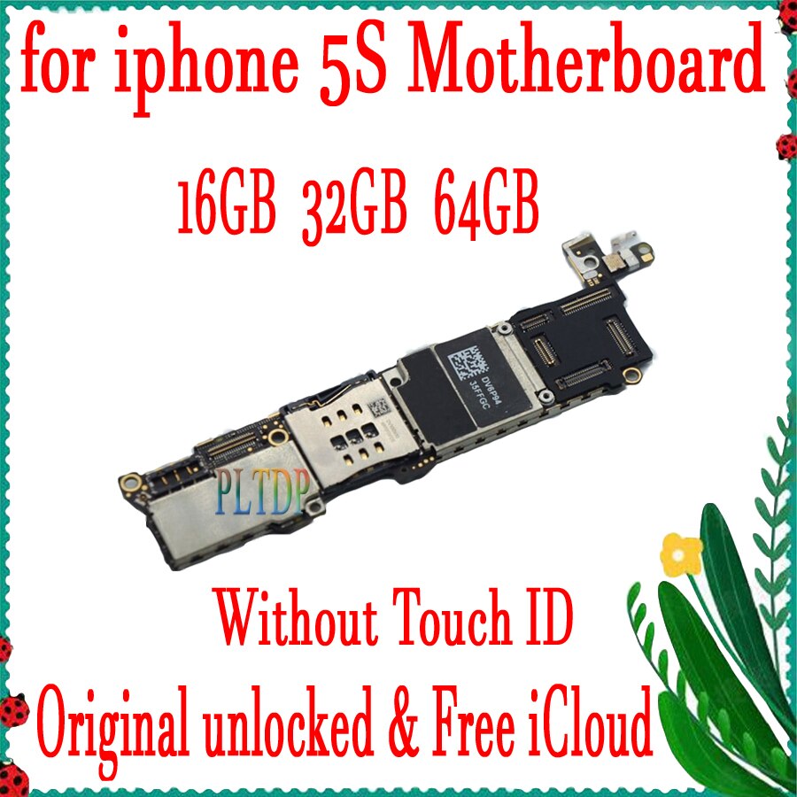 100% Original unlocked for iphone 5S Motherboard Without Touch ID/With Touch ID,16gb/32gb/64gb For iphone 5S Logic boards