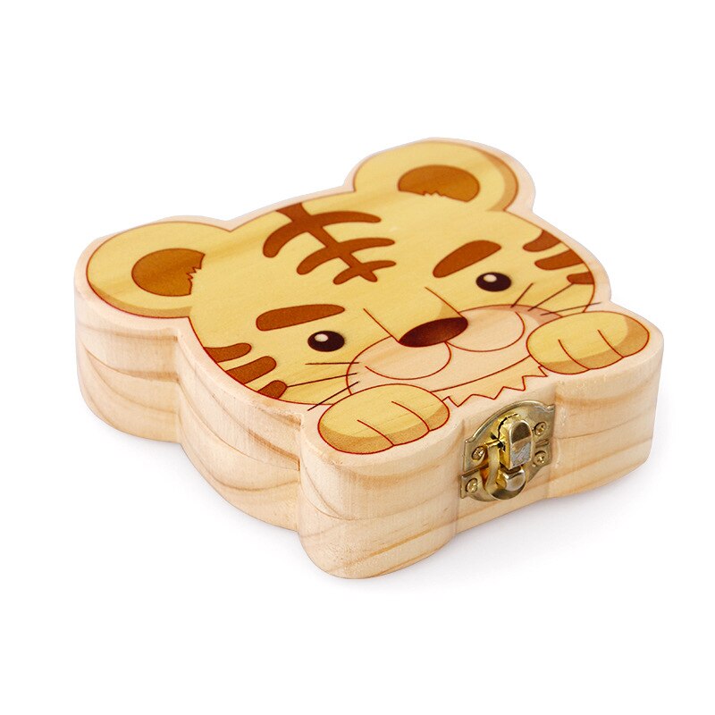 Naughty Tiger Houten Cool Ya Wu Baby Souvenir Melktanden Doos Baby Lanugo Opslag Huis