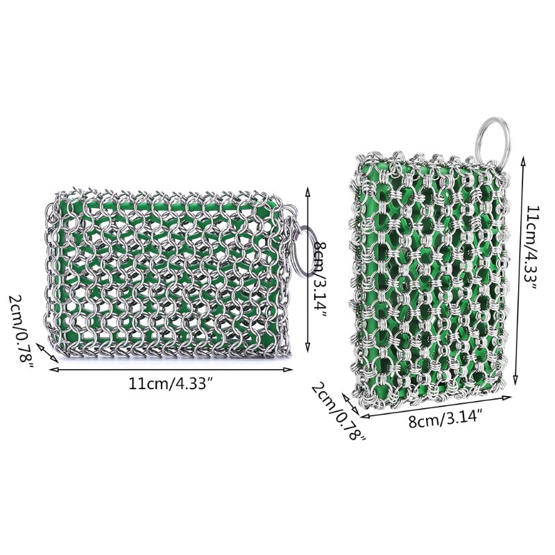 Kitchen Accessories Cast Iron Stainless Steel Cleaner Chainmail Scrubber For Skillet Wok Pot Pan Pre-seasoned Barbecue