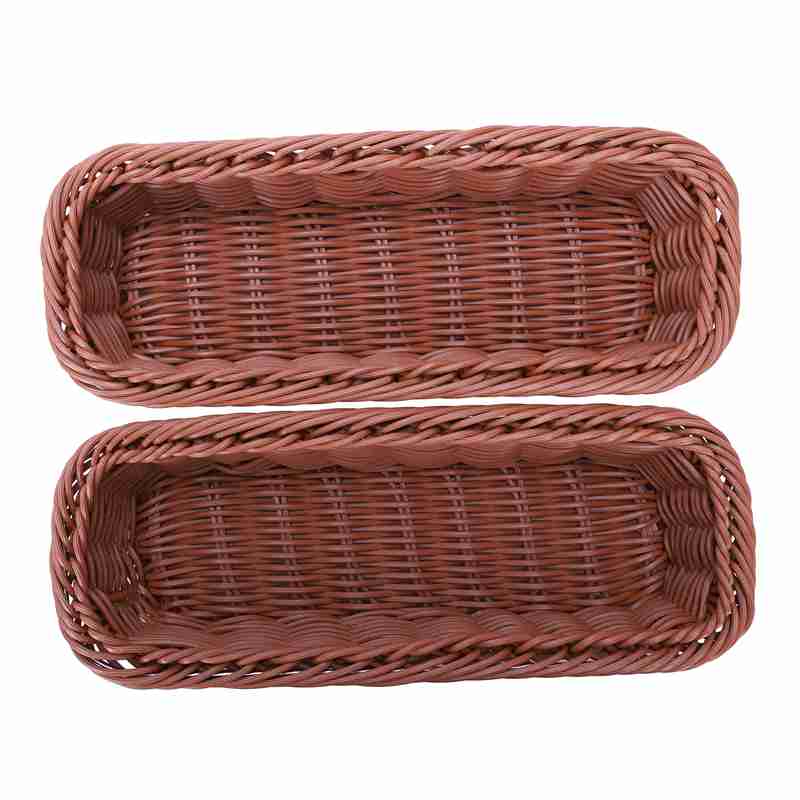 2pc rattan plast kurv bestik kurv rektangulær opbevaring boks bestik gaffel spisepinde brød kage frugt opbevaring