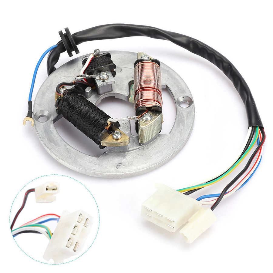 Magneto Stator Coil Double Coil Ignition Magneto Stator Plate Accessory Fit for Yamaha PW80 Motorcycle Bike Magneto Stator Plate