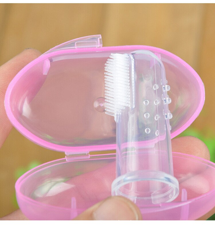 2 Stks/partij Baby Vinger Tandenborstel Kinderen Tanden Clear Zachte Baby Tandenborstel Rubber Schoonmaken Baby Borstel Silicon Tandenborstel + Box