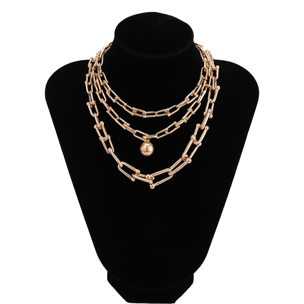 Punk Boho Kubanischen schwer Metall Kette Halskette Steampunk Männer Felsen mehrschichtig Große Perlen Anhänger Halsband Halskette Frauen Charme Schmuck