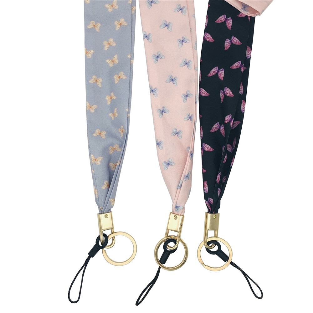 Butterfly Wide Neck Strap Lanyards For keys ID Card Gym Mobile Phone Straps USB badge holder DIY Hang Rope Lariat Lanyard