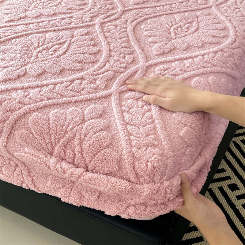Sábana bajera suave de lana Coral para invierno, funda protectora de colchón elástica, ropa de cama de felpa cálida, cama doble de lujo, tamaño Queen y King