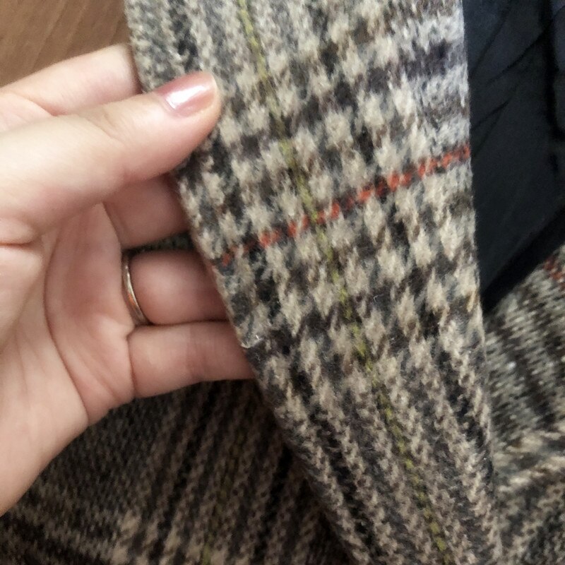 Realeft vintage dobbeltspent rutete ullblazer langermet turn down krage høst vinter kvinner frakk jakke kvinne