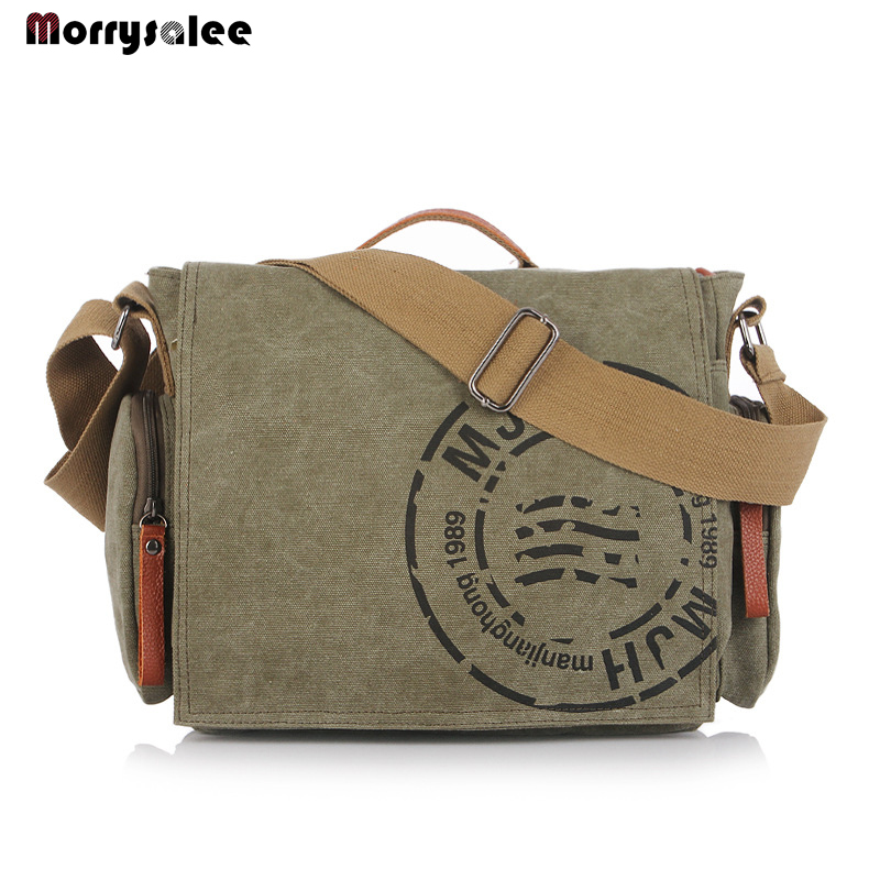 Bolsa de lona de algodão masculina, bolsa de ombro fashion versão casual com aba para celular, bolso com espaço para o interior