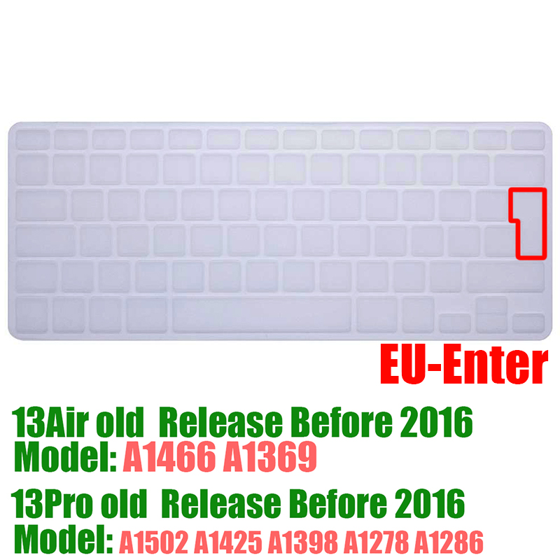 Laptop keyboard cover For macbook Pro13 Retian A1502A1425 15Pro A1398 Air13 A1466 A1369 Silicon Keyboard Cover protective film: EU-clear